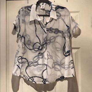 CAbi Boating button-down blouse NWOT SZ Medium